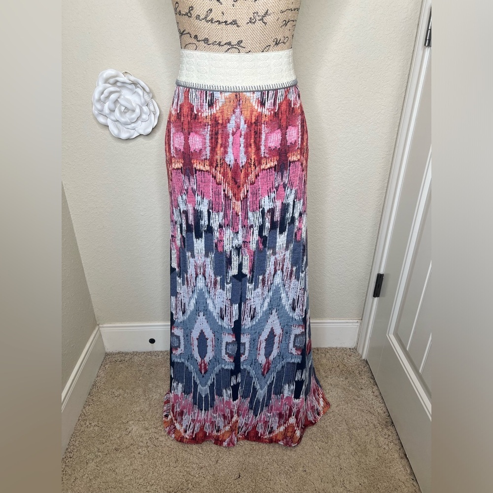 Anthropologie Vanessa Virginia Ikat Textured Pleated Maxi Skirt L - Picture 10 of 16